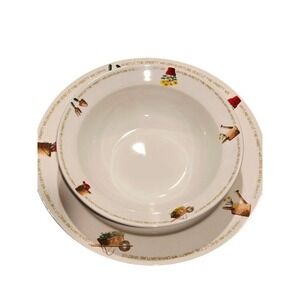 Thomson Pottery Stoneware Serving Set Plate & Bowl My Garden Nature‎ Quotes